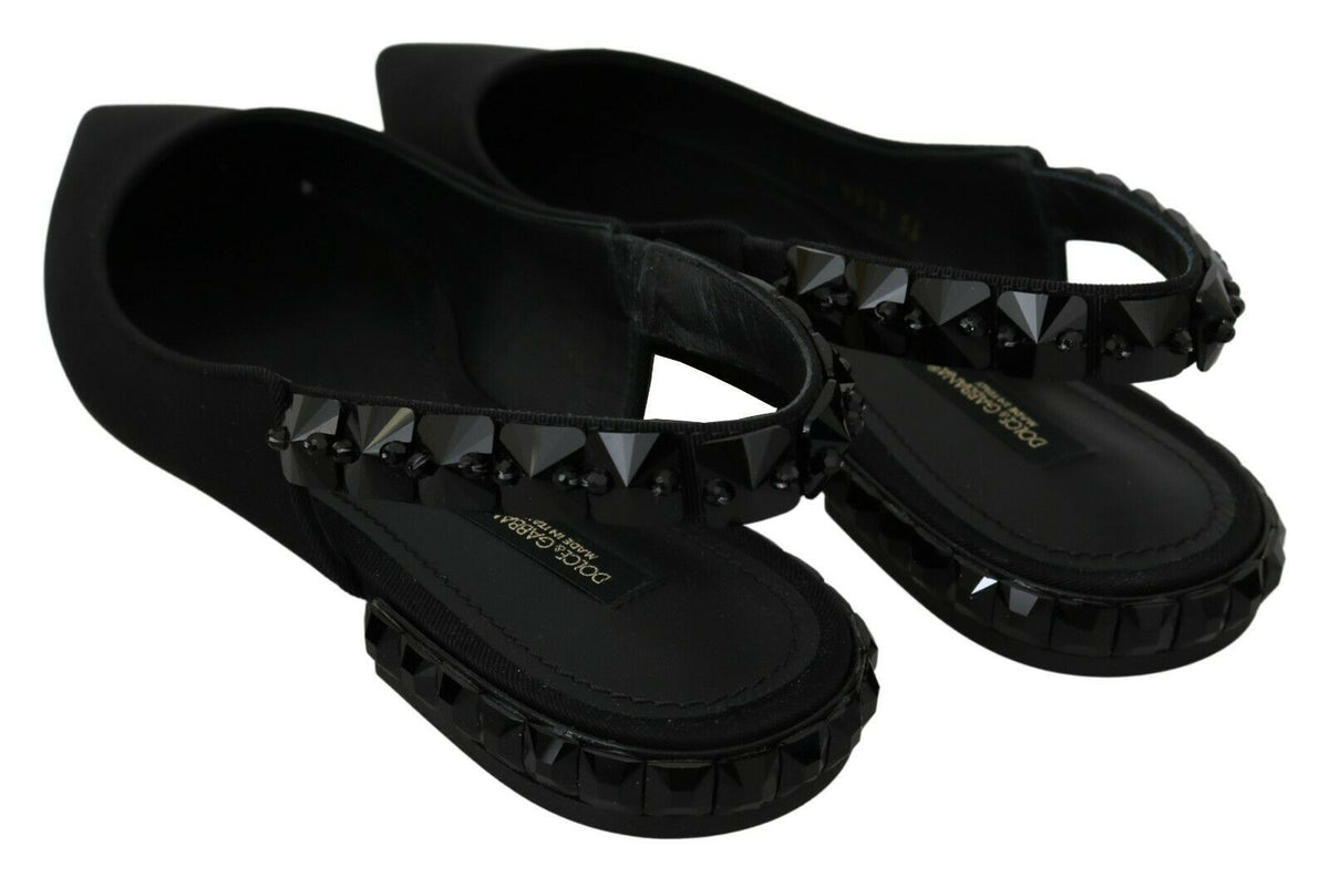 Escarpins plates noires en charmeuse à bride arrière de Dolce &amp; Gabbana