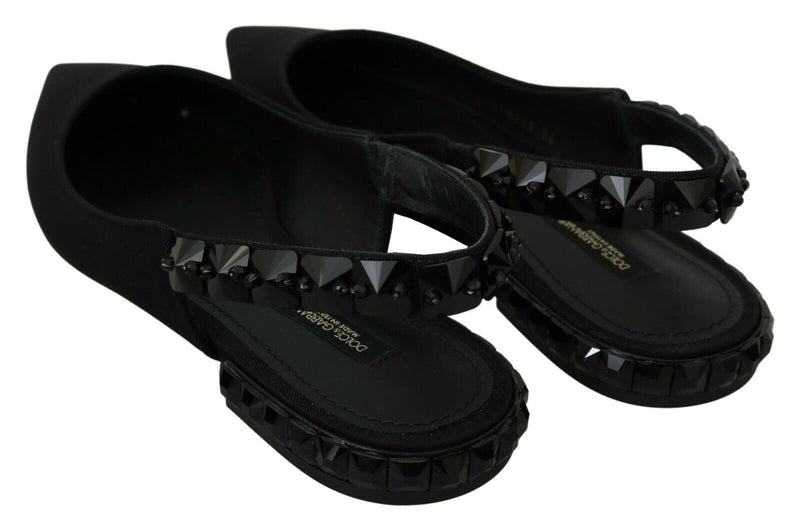 Escarpins plates noires en charmeuse à bride arrière de Dolce &amp; Gabbana