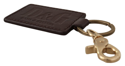 Porte-clés Dolce & Gabbana en cuir marron avec anneau en métal et logo