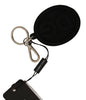 Dolce &amp; Gabbana zwarte rubberen DG-logo zilveren messing metalen sleutelhanger