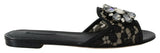 Escarpins plates noires Taormina en dentelle et strass Dolce &amp; Gabbana