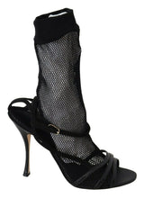 Sandales compensées en daim noir Dolce &amp; Gabbana