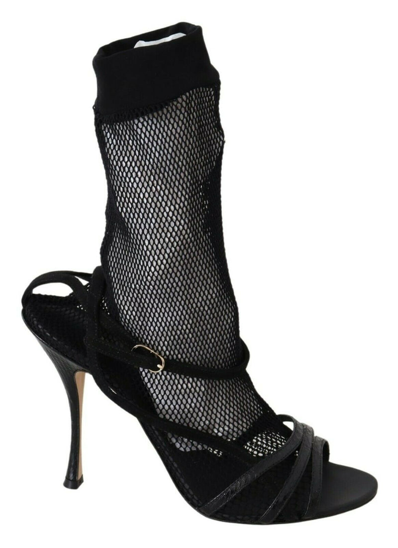 Sandales compensées en daim noir Dolce &amp; Gabbana