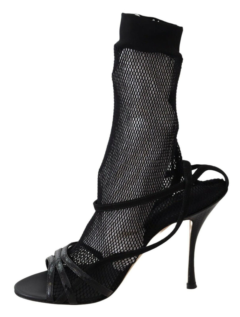 Sandales compensées en daim noir Dolce &amp; Gabbana