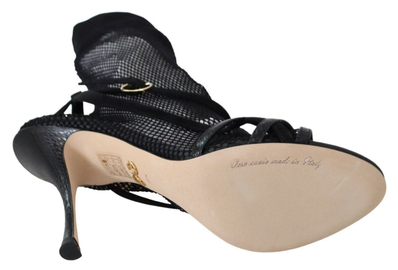 Sandales compensées en daim noir Dolce &amp; Gabbana