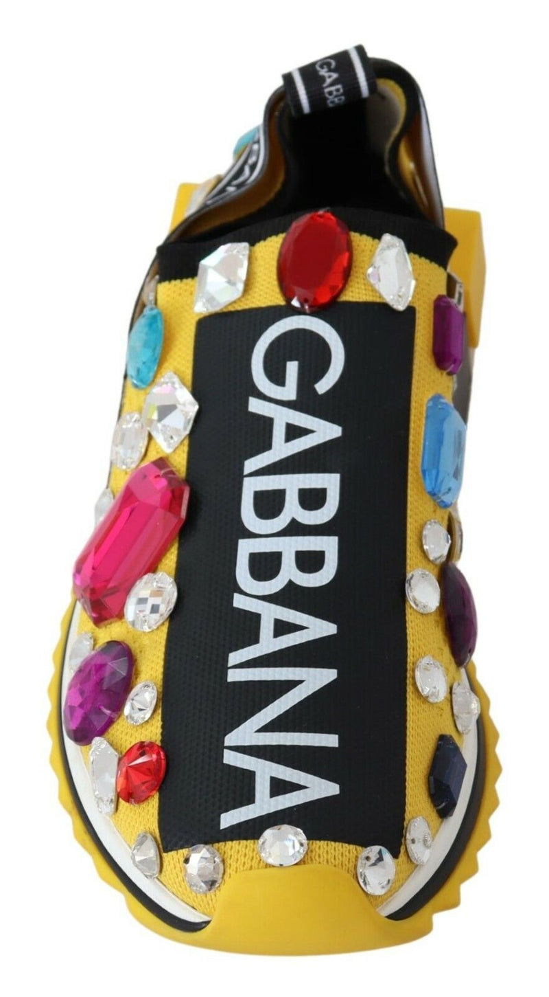 Sneakers Dolce &amp; Gabbana jaunes multicolores ornées de cristaux