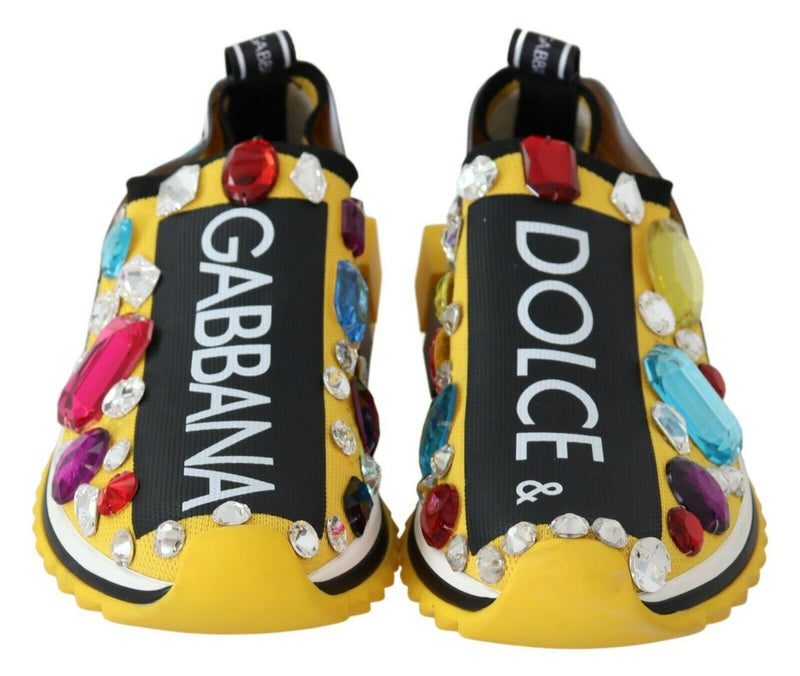 Sneakers Dolce &amp; Gabbana jaunes multicolores ornées de cristaux