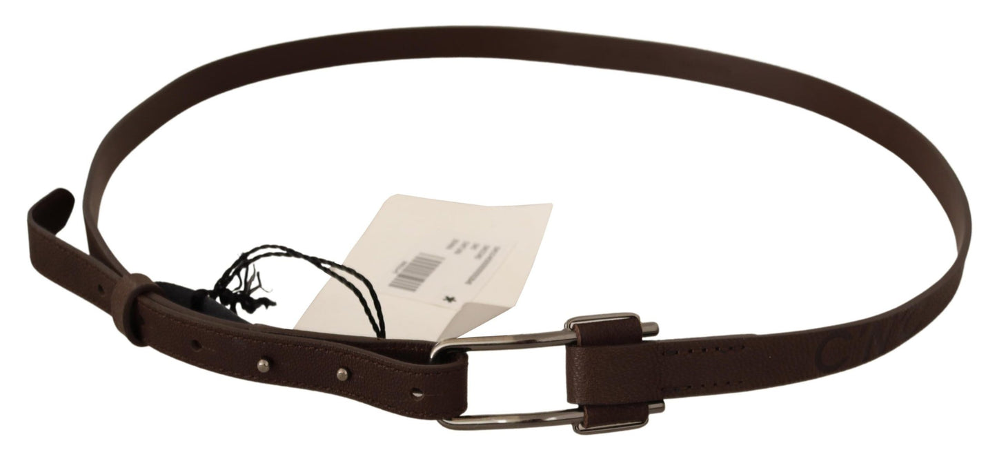 Ceinture à boucle en métal argenté marron WX Costume National