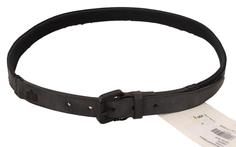Ermanno Scervino Ceinture en cuir noir avec boucle et logo pour femme