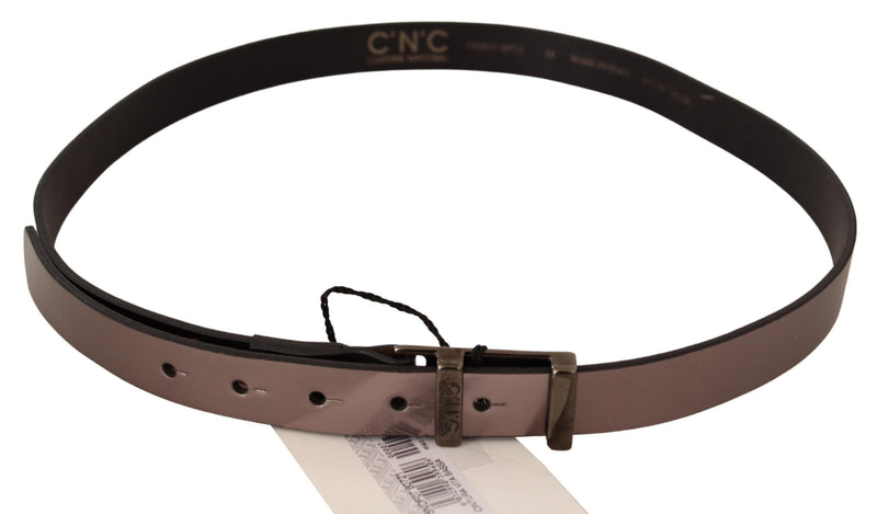Ceinture à boucle en cuir métallisé rose Costume National