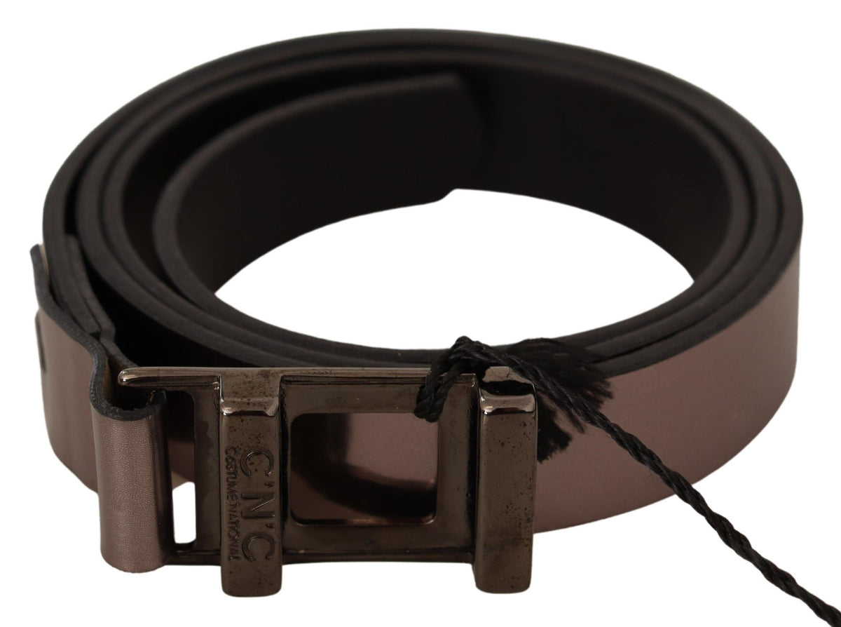 Ceinture à boucle en cuir métallisé rose Costume National