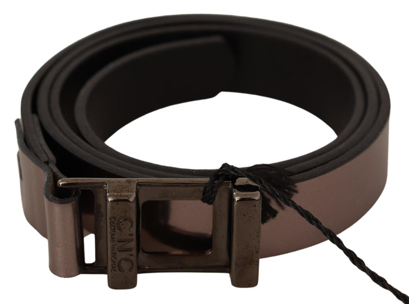Ceinture à boucle en cuir métallisé rose Costume National