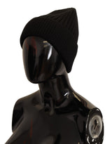 Bonnet d'hiver en laine noire Dolce &amp; Gabbana pour femme
