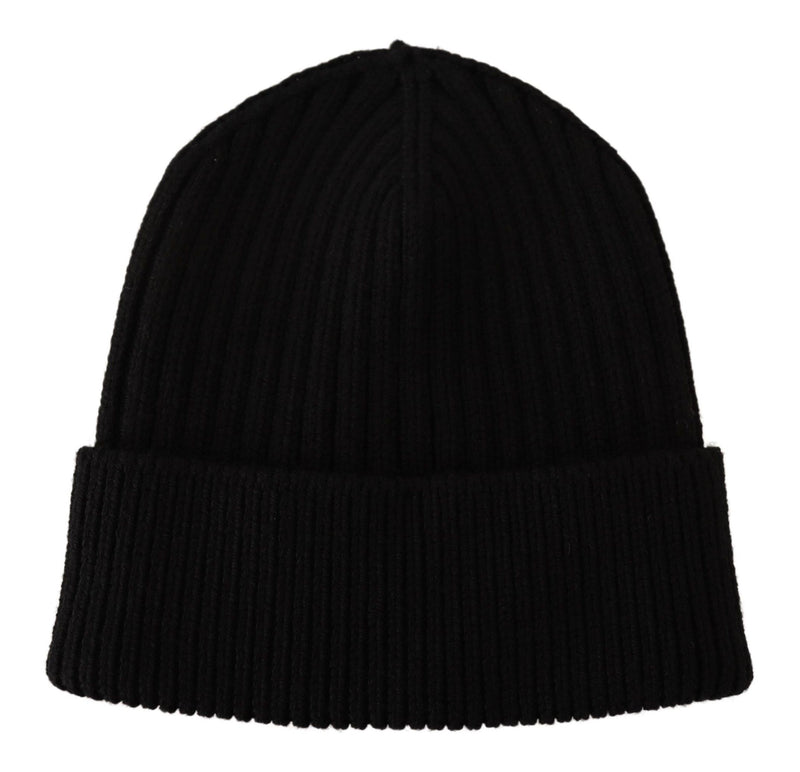 Bonnet d'hiver en laine noire Dolce &amp; Gabbana pour femme