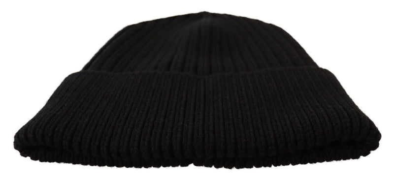 Bonnet d'hiver en laine noire Dolce &amp; Gabbana pour femme