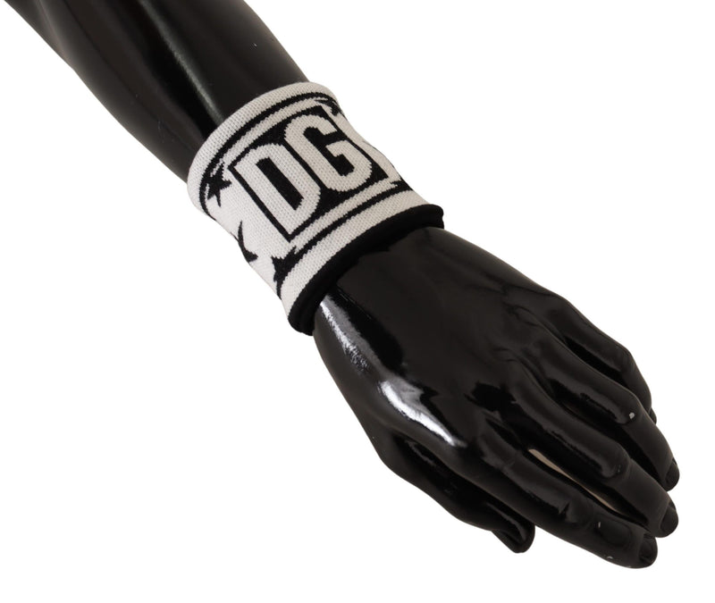 Bracelet Dolce & Gabbana en laine blanche et noire avec logo #DGMILLENNIALS