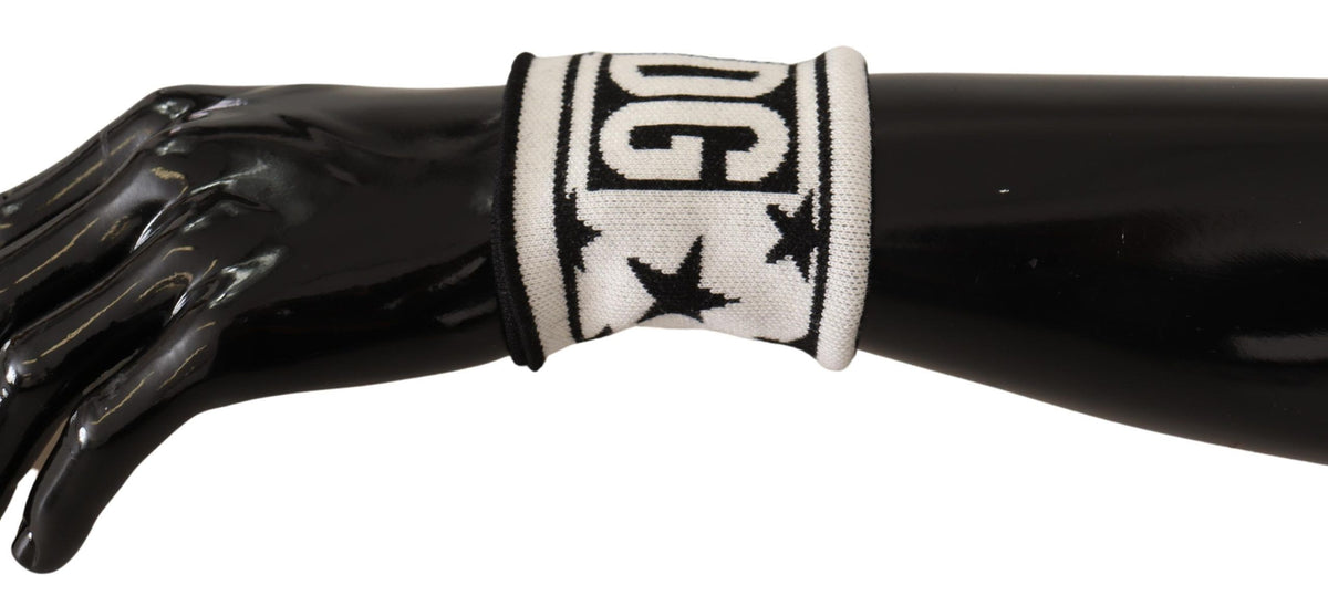 Bracelet Dolce & Gabbana en laine blanche et noire avec logo #DGMILLENNIALS