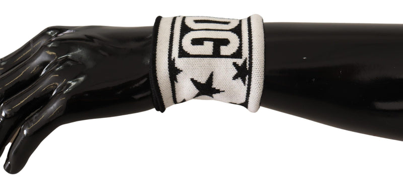 Bracelet Dolce & Gabbana en laine blanche et noire avec logo #DGMILLENNIALS