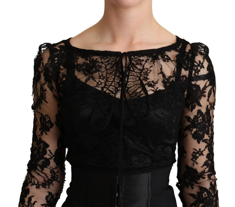Mini-robe moulante en dentelle noire de Dolce &amp; Gabbana.
