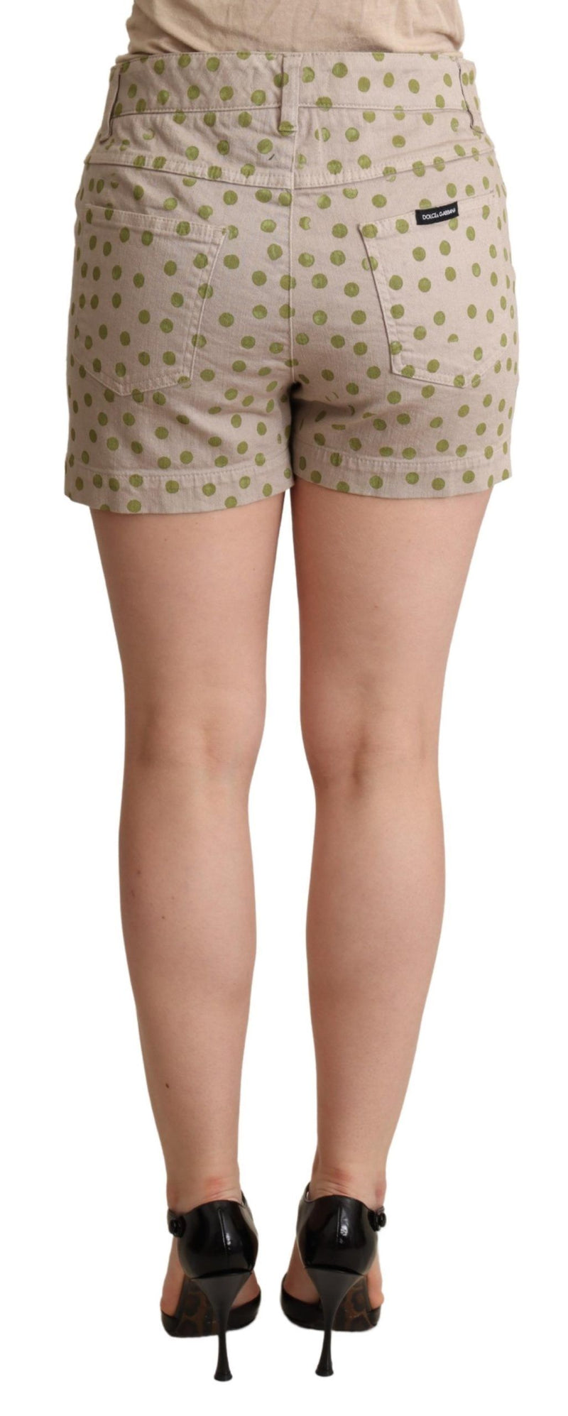 Shorts en coton extensible à pois beiges Dolce &amp; Gabbana