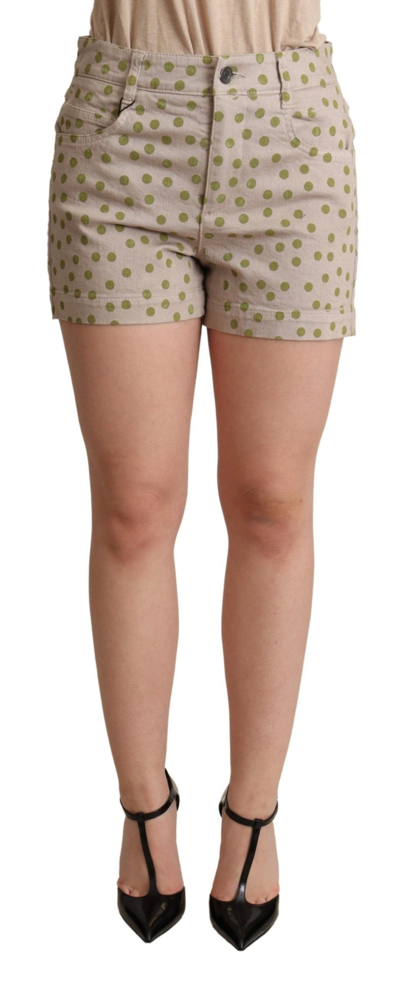 Shorts en coton extensible à pois beiges Dolce &amp; Gabbana