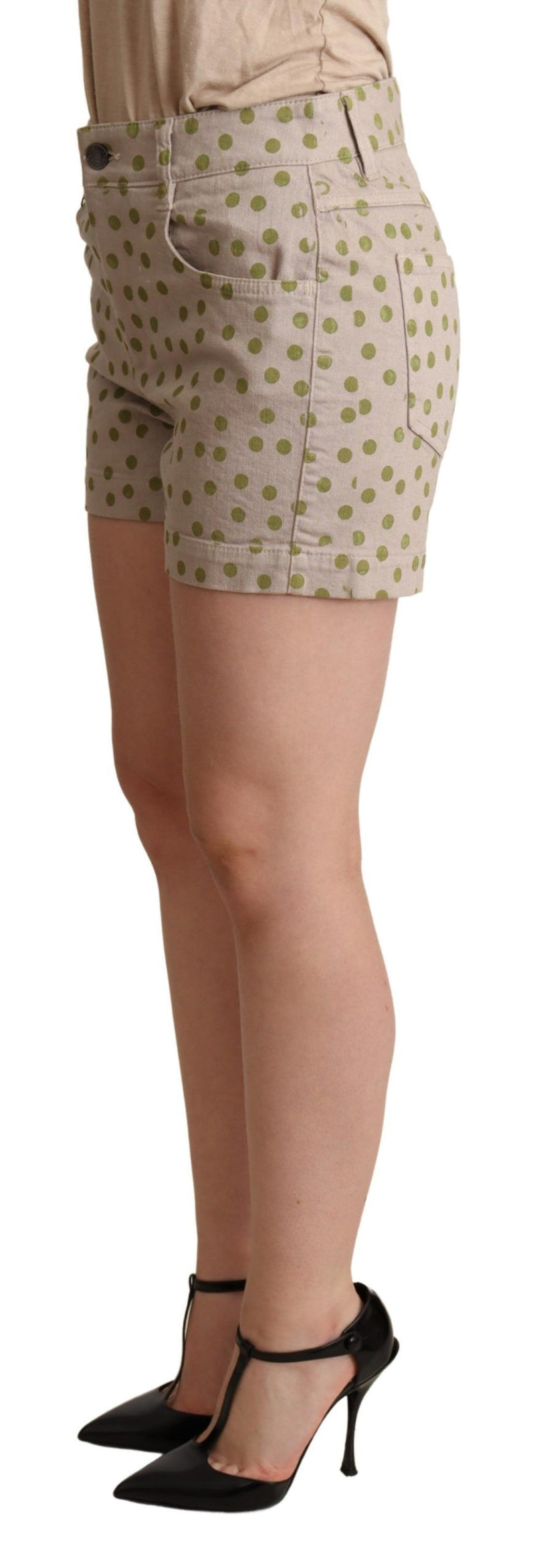 Shorts en coton extensible à pois beiges Dolce &amp; Gabbana