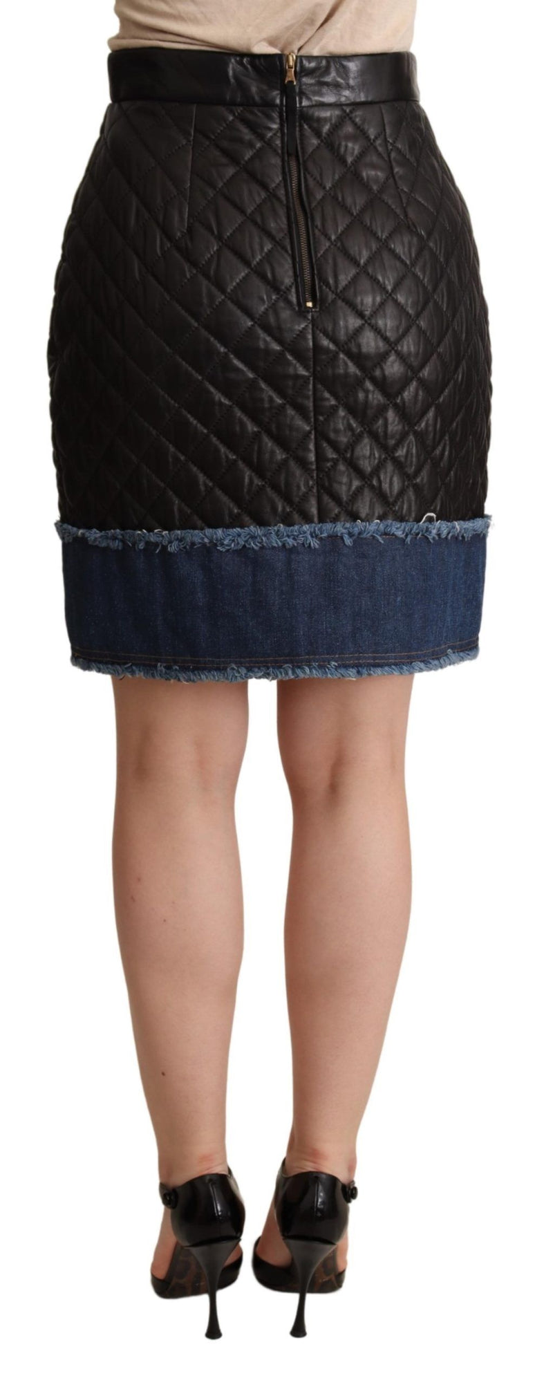 Jupes courtes en cuir matelassé noir de Dolce &amp; Gabbana