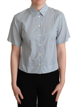 Chemise en coton à pois blancs et bleus de Dolce &amp; Gabbana