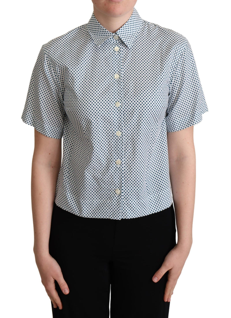 Chemise en coton à pois blancs et bleus de Dolce &amp; Gabbana