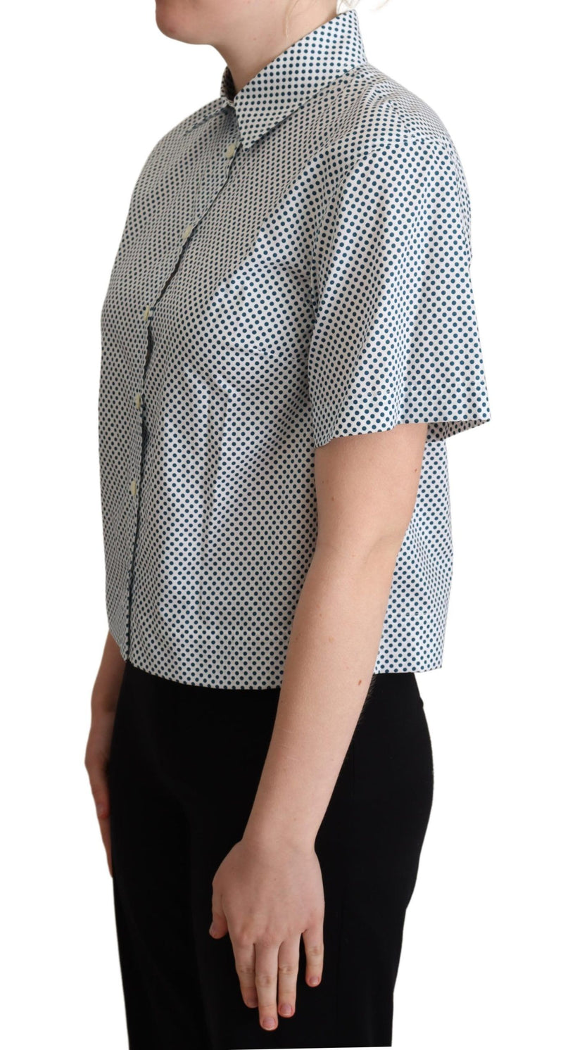 Chemise en coton à pois blancs et bleus de Dolce &amp; Gabbana