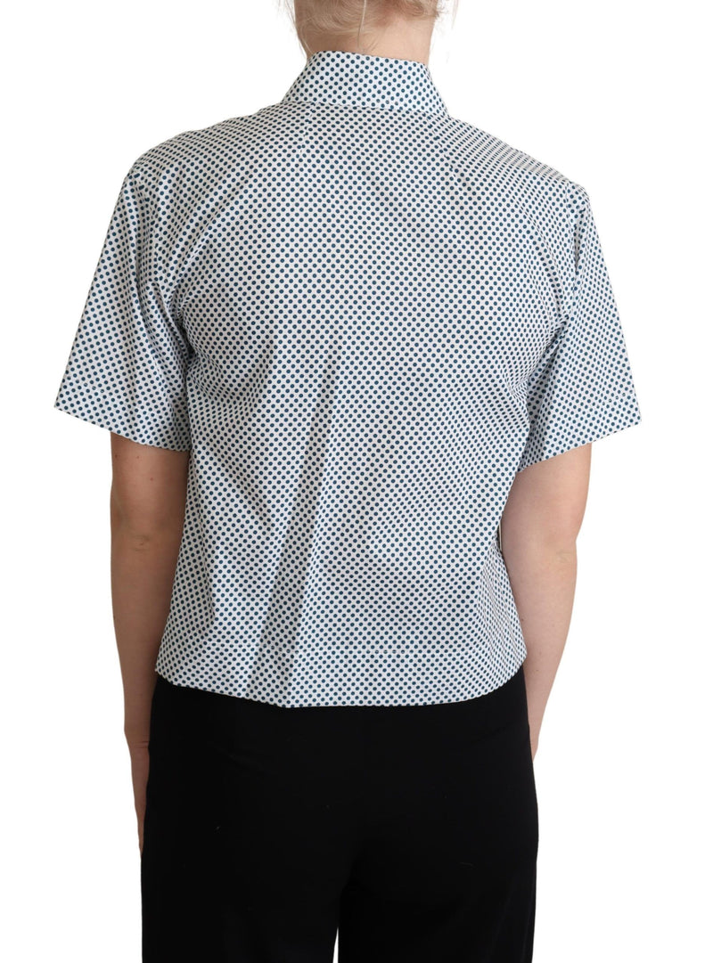 Chemise en coton à pois blancs et bleus de Dolce &amp; Gabbana
