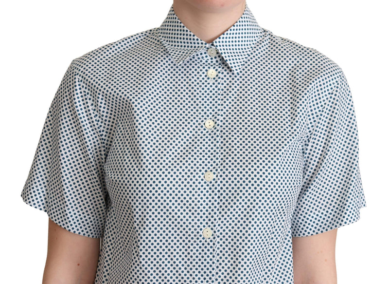 Chemise en coton à pois blancs et bleus de Dolce &amp; Gabbana