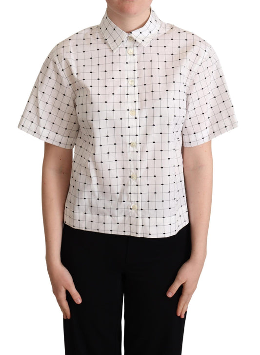 Dolce & Gabbana wit overhemd van katoen met kraag en polkadotmotief