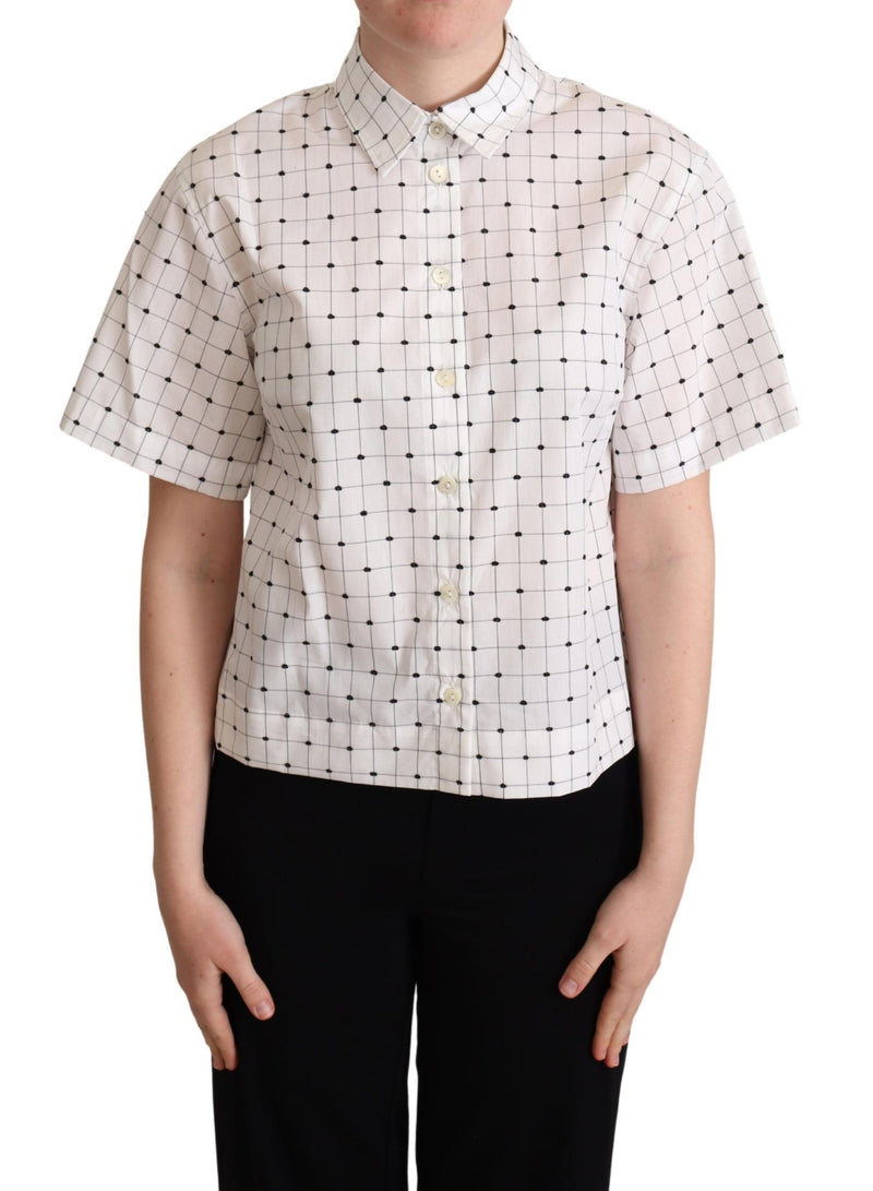Haut en coton à col et pois blancs de Dolce &amp; Gabbana