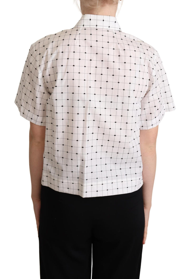 Haut en coton à col et pois blancs de Dolce &amp; Gabbana