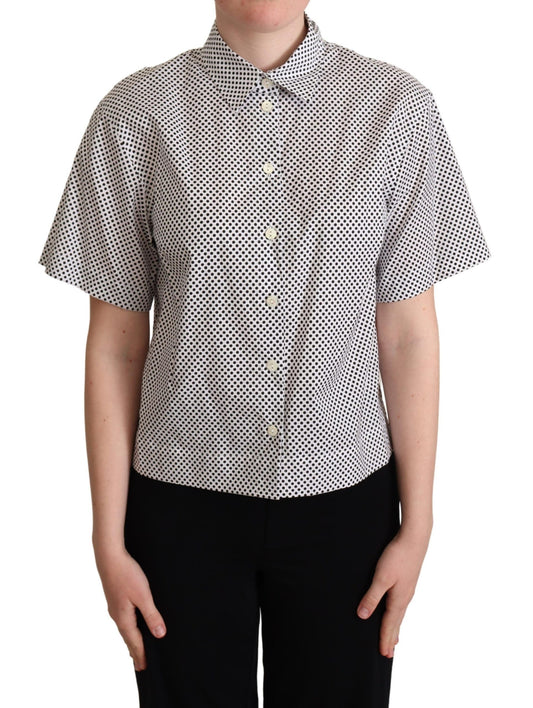 Dolce & Gabbana zwart overhemd met witte stippen en kraag