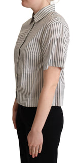 Chemise à col blanc et rayures noires de Dolce &amp; Gabbana