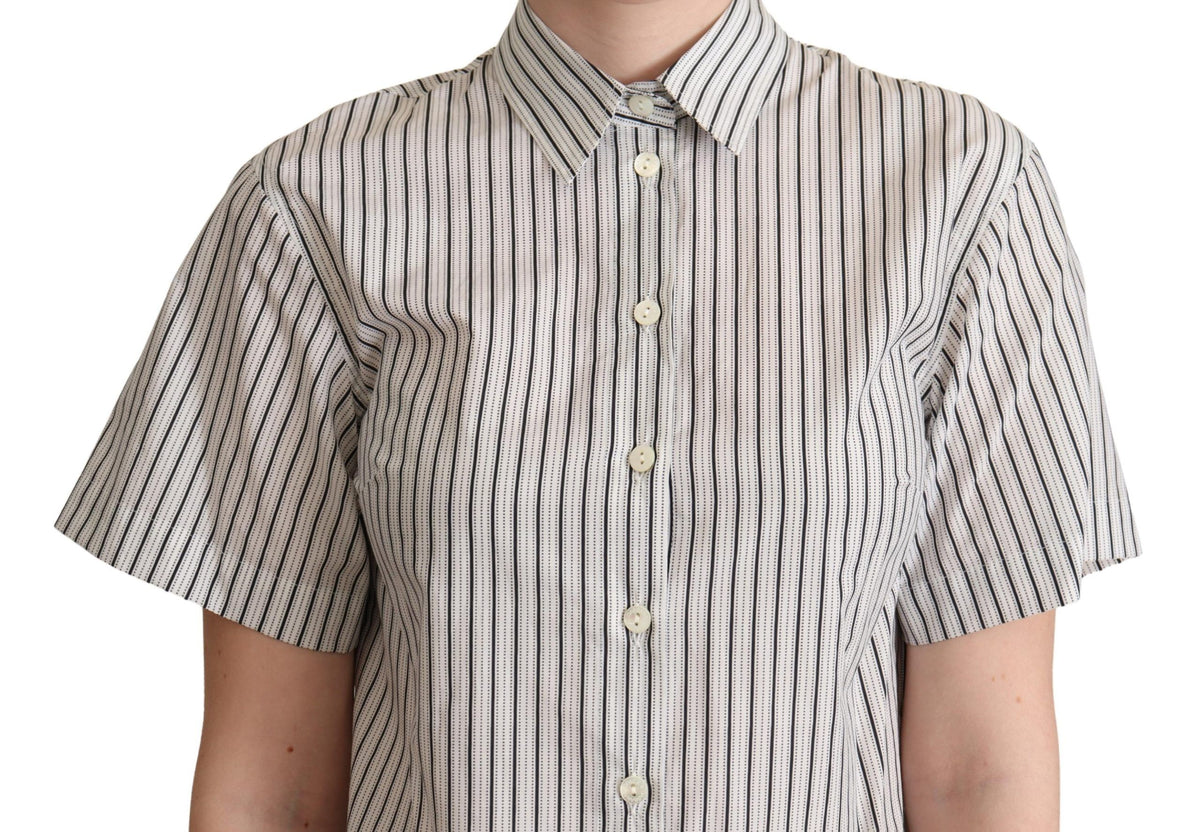 Chemise à col blanc et rayures noires de Dolce &amp; Gabbana