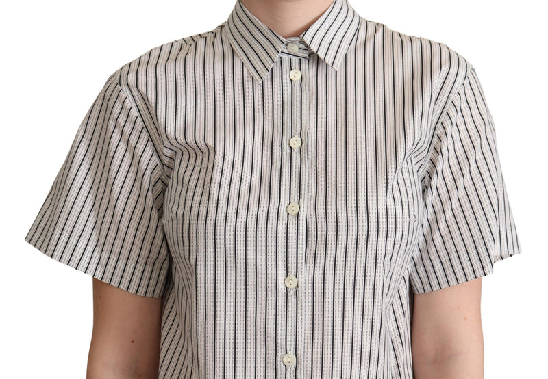 Chemise à col blanc et rayures noires de Dolce &amp; Gabbana