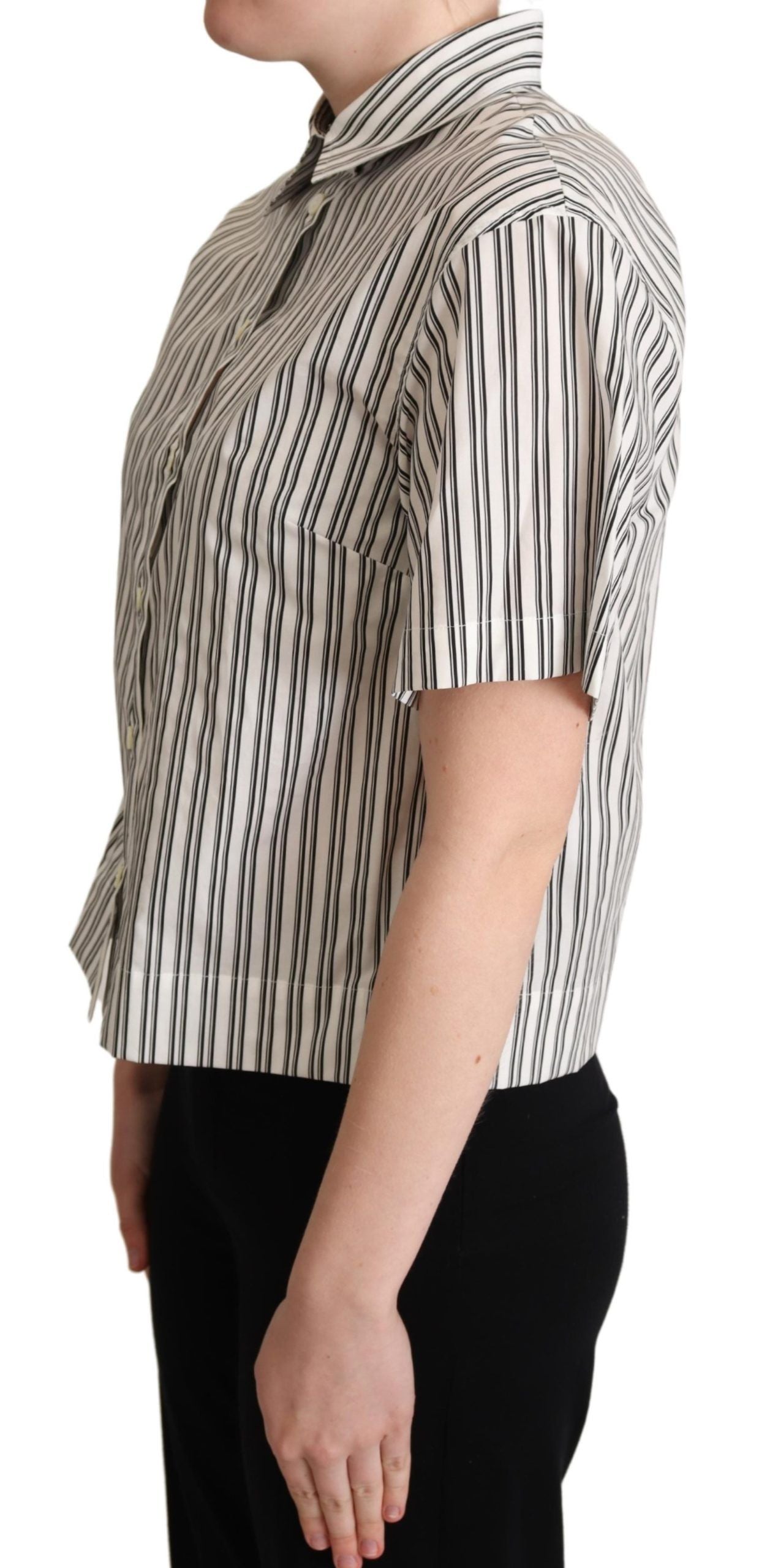Dolce & Gabbana wit-zwart gestreept overhemd/blouse/top