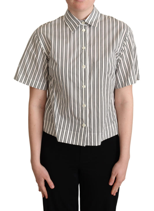Dolce & Gabbana wit-zwart gestreept overhemd/blouse/top