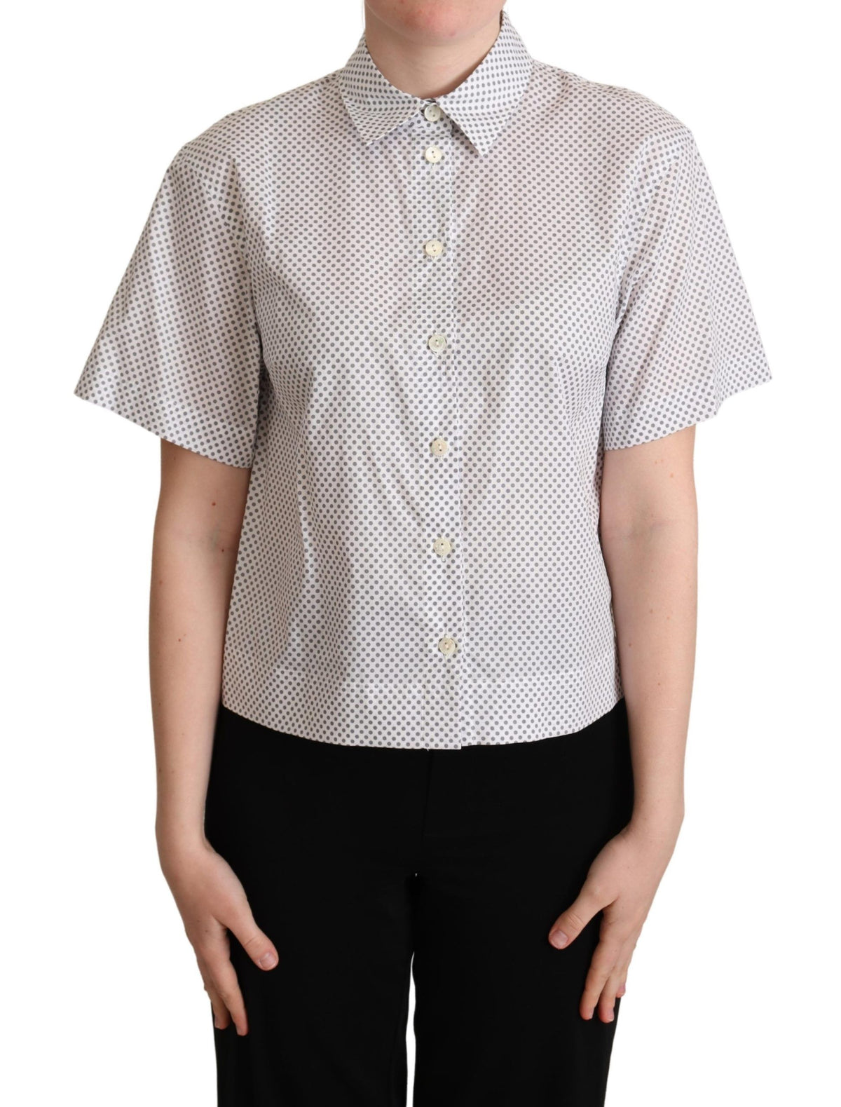 Chemise à col boutonné à pois blancs et gris de Dolce &amp; Gabbana