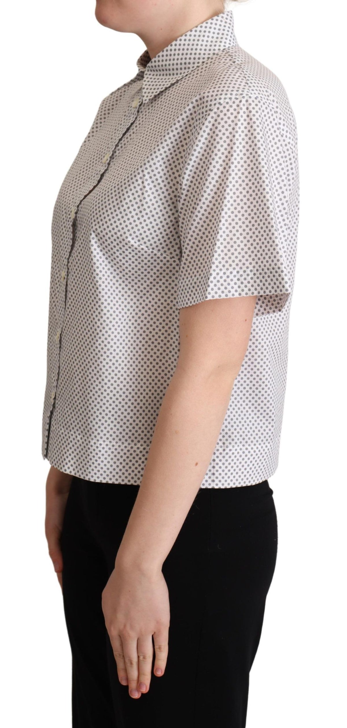 Chemise à col boutonné à pois blancs et gris de Dolce &amp; Gabbana
