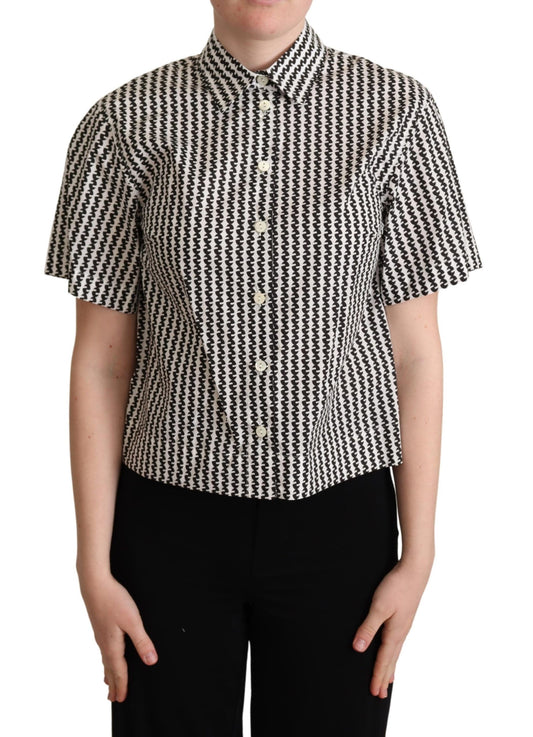Dolce & Gabbana wit-zwart fantasy patroon overhemd