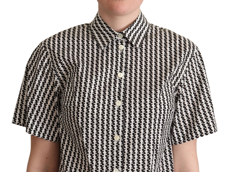 Chemise à motifs fantaisie blanche et noire de Dolce &amp; Gabbana