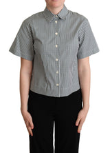 Blouse chemise à carreaux en coton blanc et vert de Dolce &amp; Gabbana