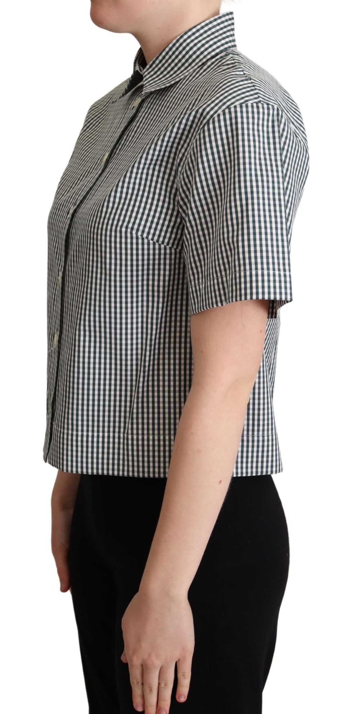 Blouse chemise à carreaux en coton blanc et vert de Dolce &amp; Gabbana