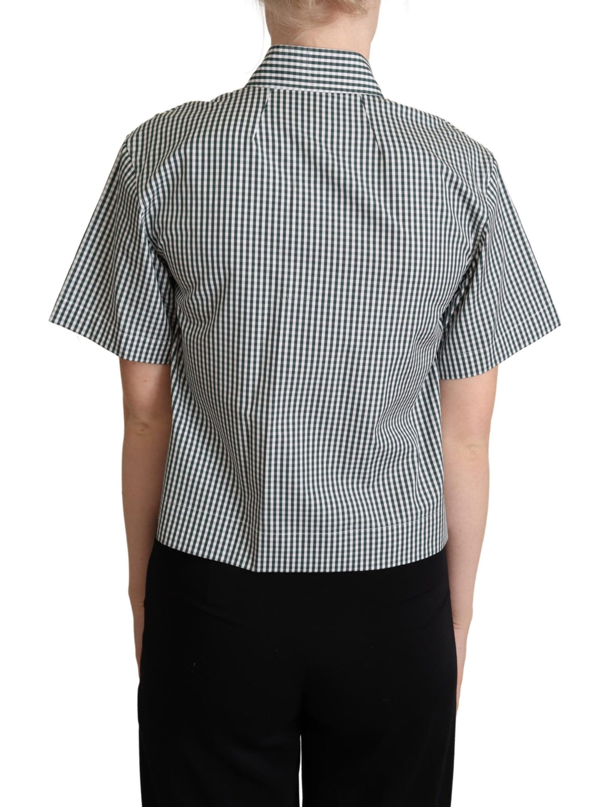 Blouse chemise à carreaux en coton blanc et vert de Dolce &amp; Gabbana