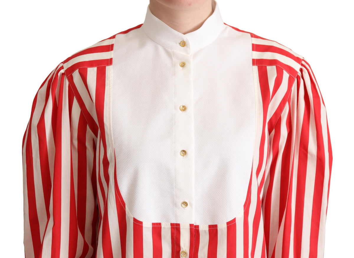 Chemise habillée à manches longues rayée rouge et blanche Dolce &amp; Gabbana