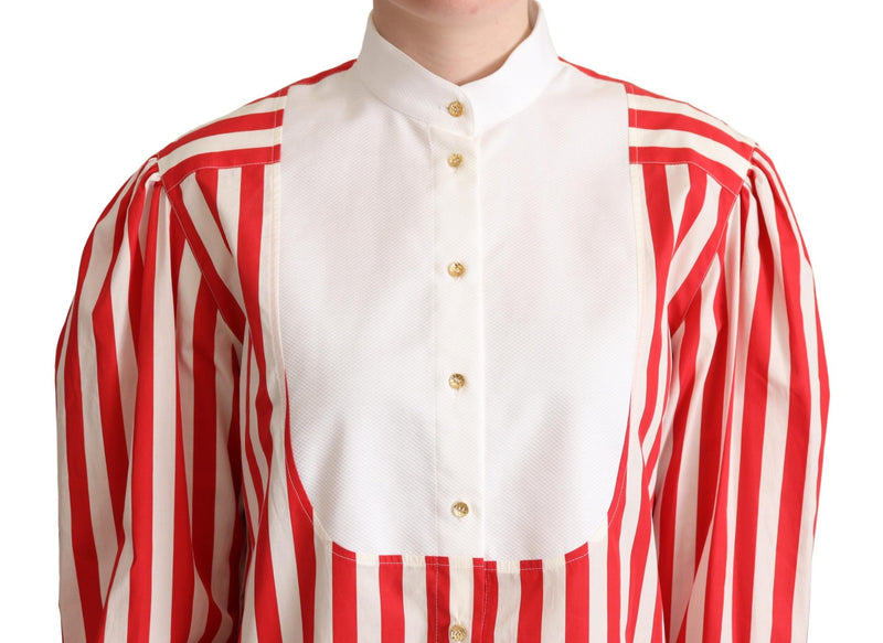 Chemise habillée à manches longues rayée rouge et blanche Dolce &amp; Gabbana